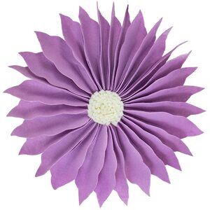 A Whimsical 16" Handmade 3D Flower Round Decorative Throw Pillow-Lavender